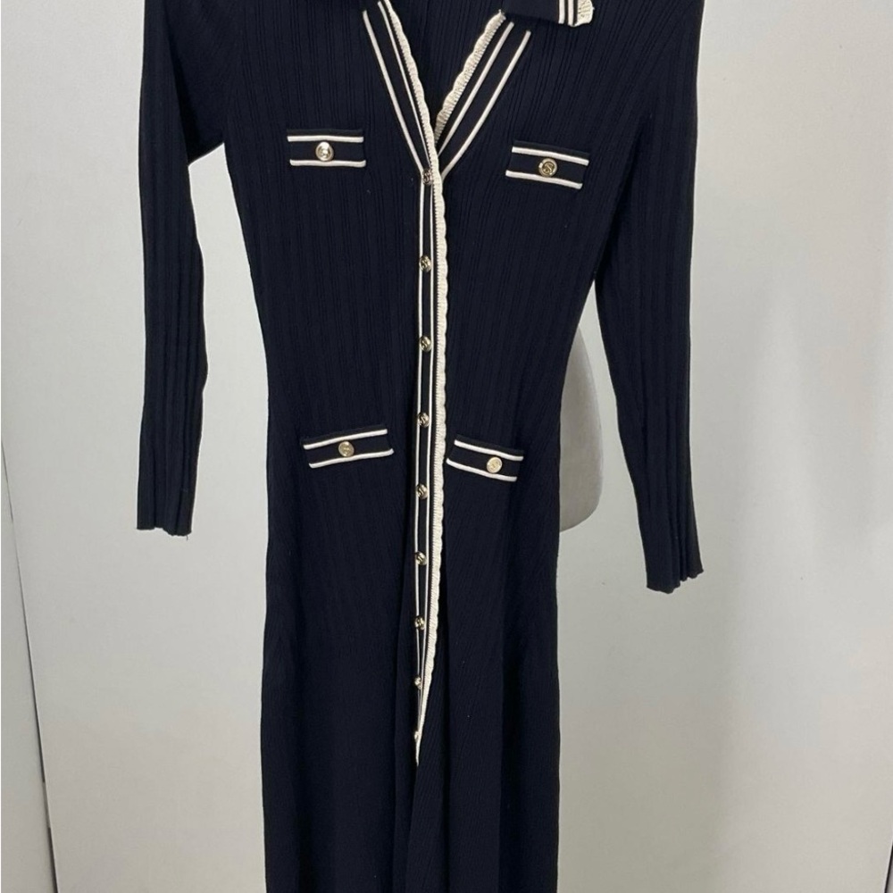 Sandro Alessandrine Navy Long Sleeve Dress size 1
